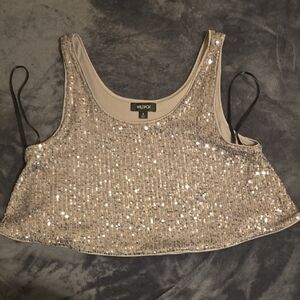 Wildfox Glittering Silver Crop Top